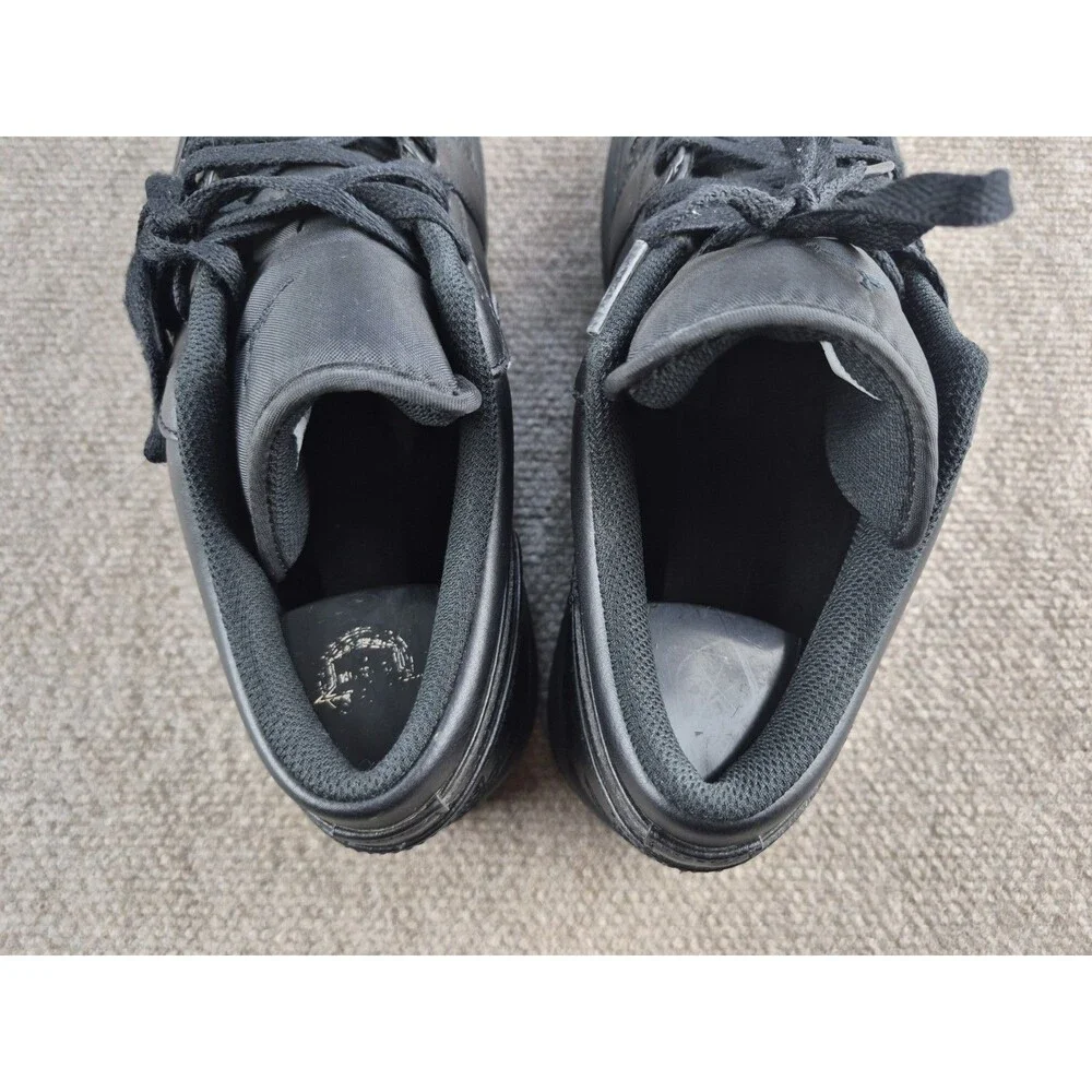 Nike Air Jordan 1 Low Sneakers Men Sz 12 Triple Black Leather Shoes 553558-093